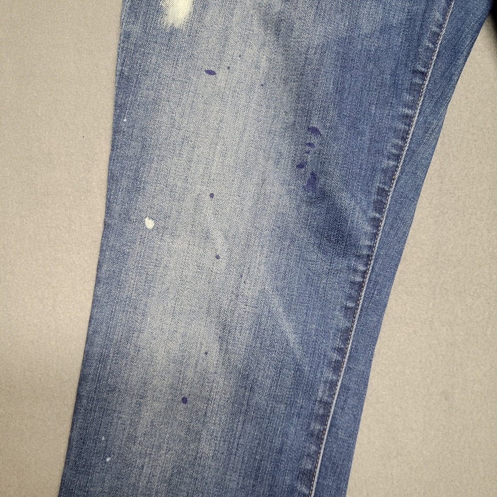 Madewell Jeans Women 31 Blue Wash Paint Splatter Distressed Skinny Leg Casual - Picture 13 of 16